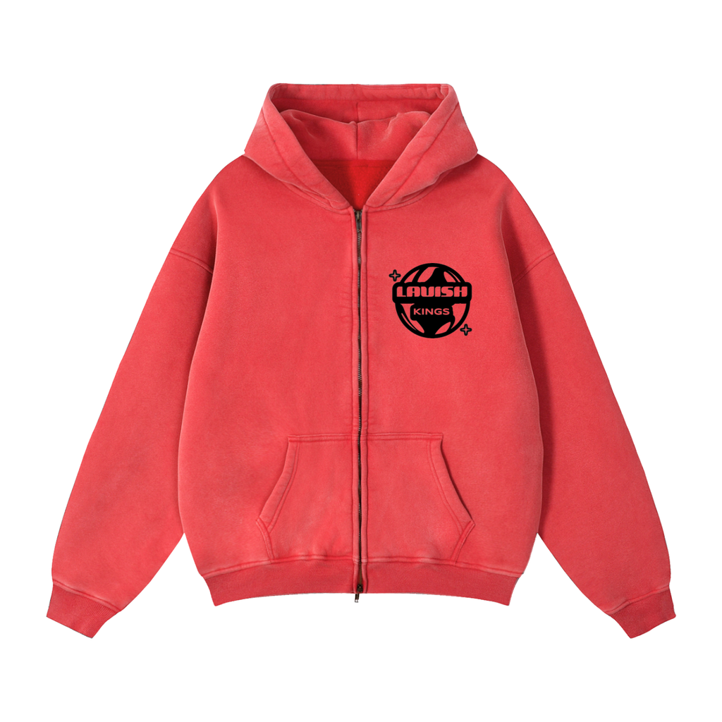 Zip-Through Boxy Fleece Hoodie - LavishKings