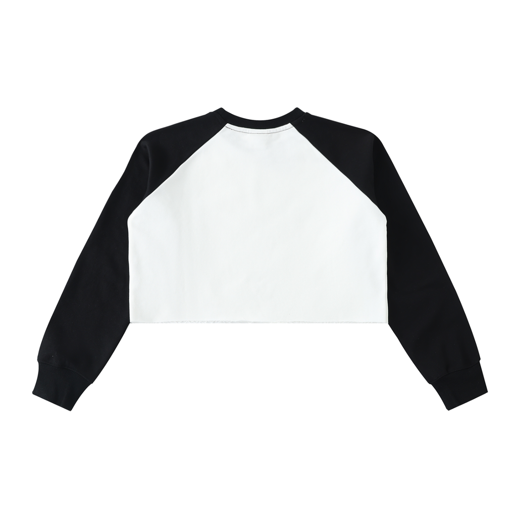 Raw-Hem Color-Block Raglan Crop Sweatshirt - LavishKings