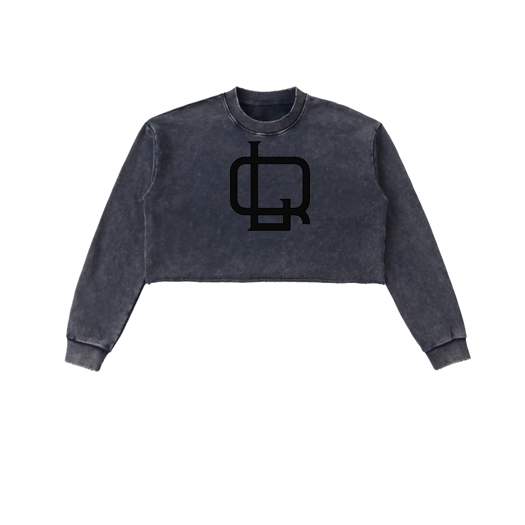 Snow Washed Raw Edge Cropped Sweatshirt - LavishKings