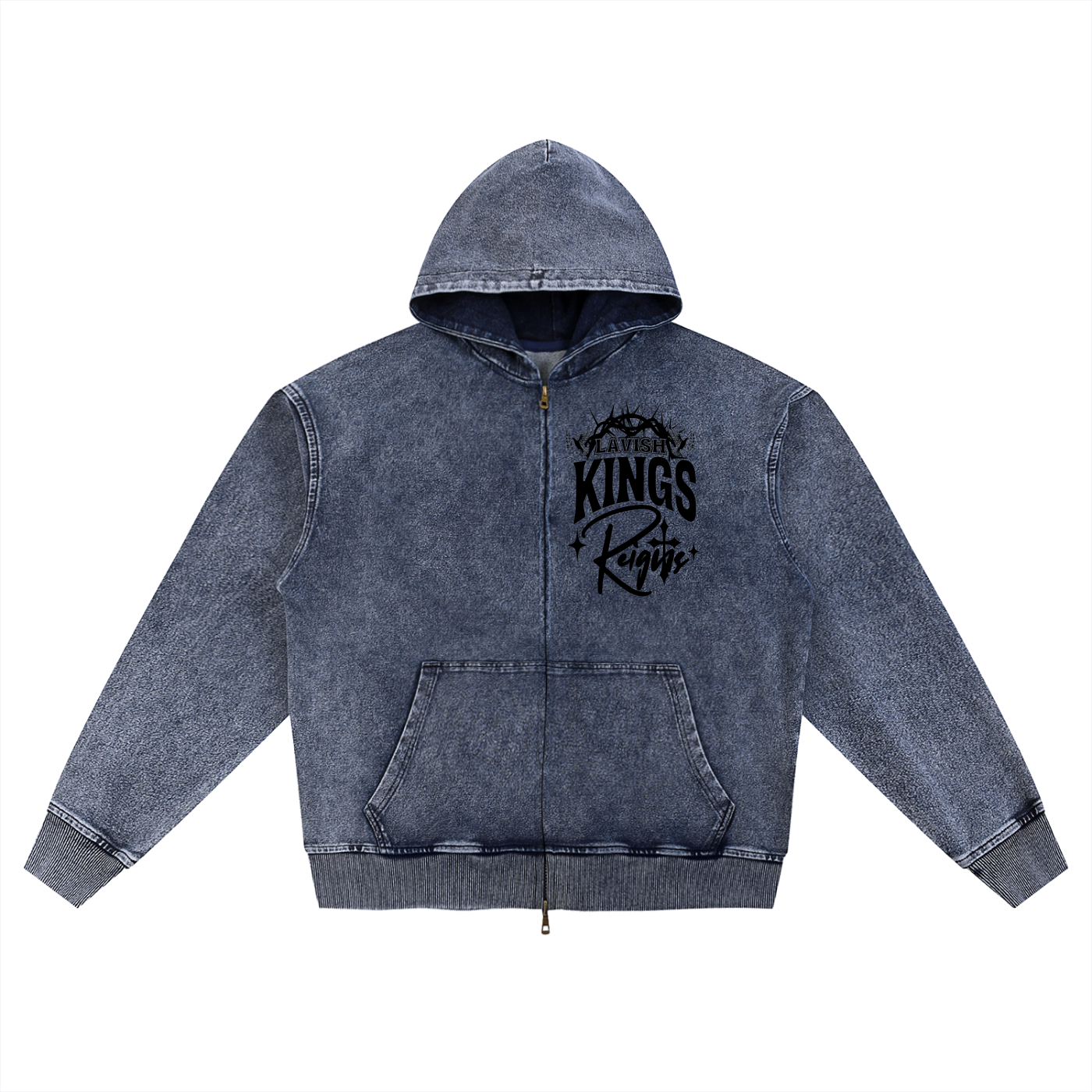 Snow Wash Oversized Zip-Up Hoodie
