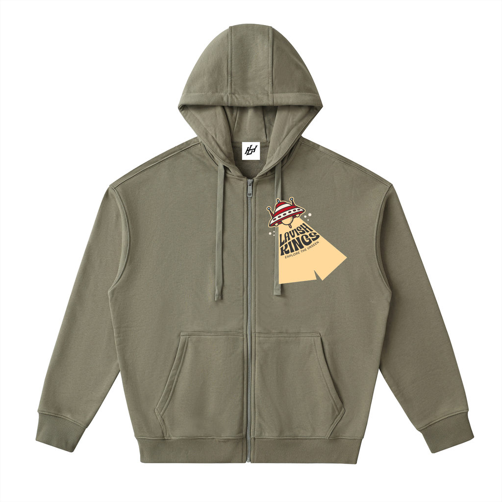 Drop-Shoulder Zip Up Hoodie - LavishKings