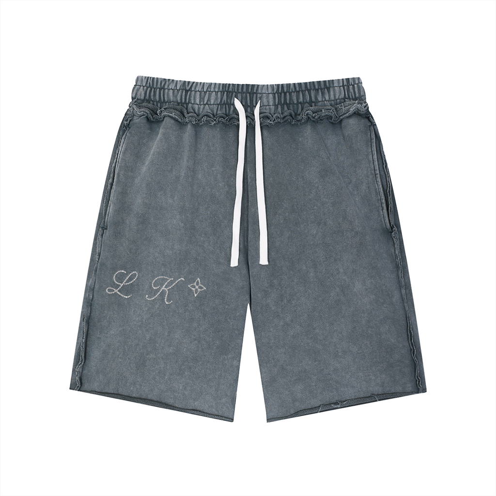 Unisex Mineral Wash Raw Edge Shorts