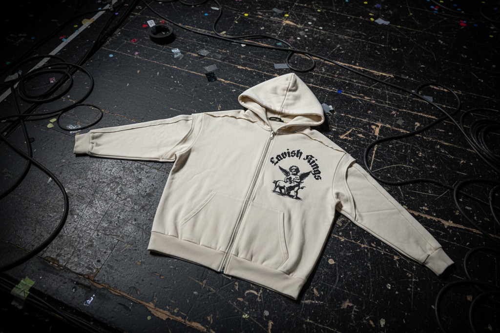 Contrast Tape Raw Edge Double Layered Zip Hoodie - LavishKings