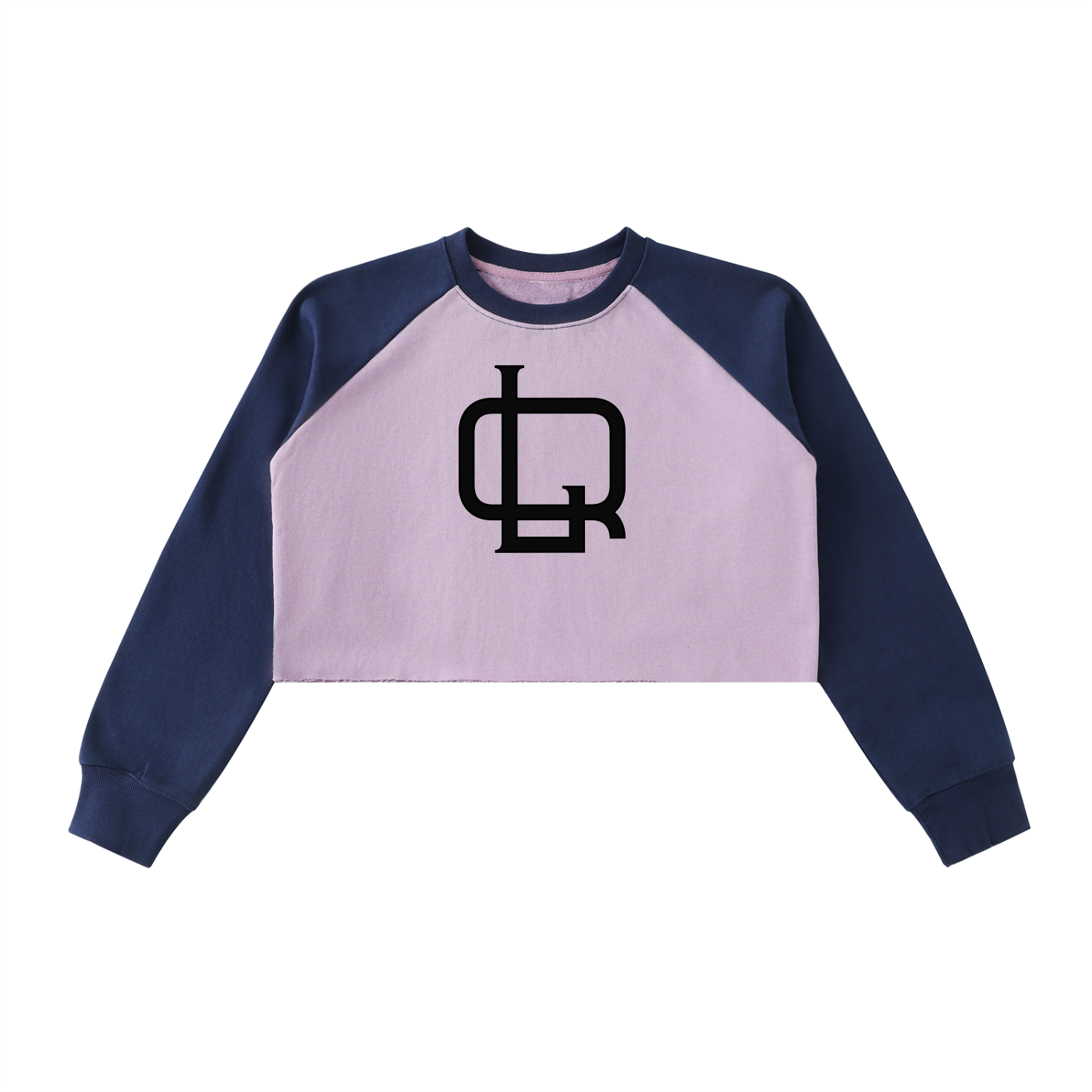 Raw-Hem Color-Block Raglan Crop Sweatshirt