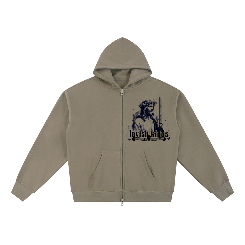 Essential Fleece Zip-Through Hoodie - LavishKings