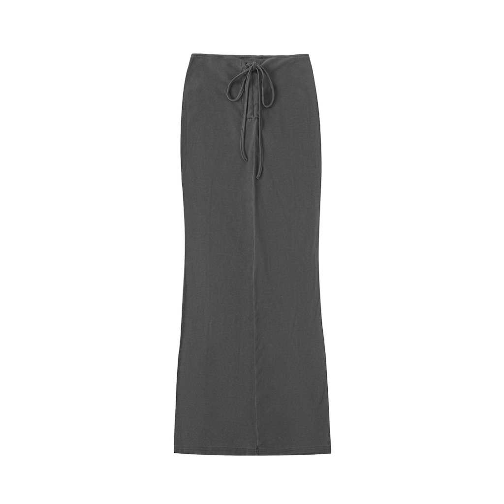 Dyed Washed Drawstring Maxi Skirt - LavishKings