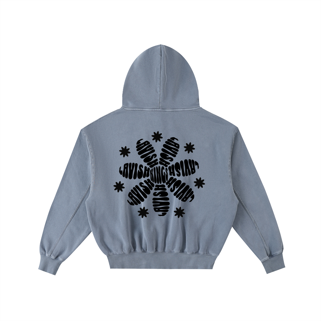 Frayed Enzyme Washed Fleece Hoodie