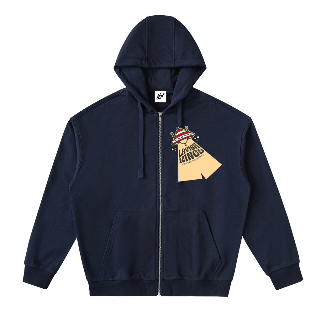 Drop-Shoulder Zip Up Hoodie - LavishKings
