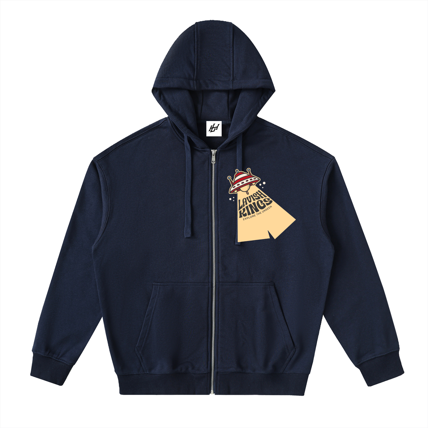 Drop-Shoulder Zip Up Hoodie