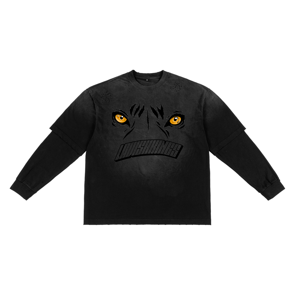 Sunfade Hand-Frayed Faux Two-Piece T-Shirt - LavishKings
