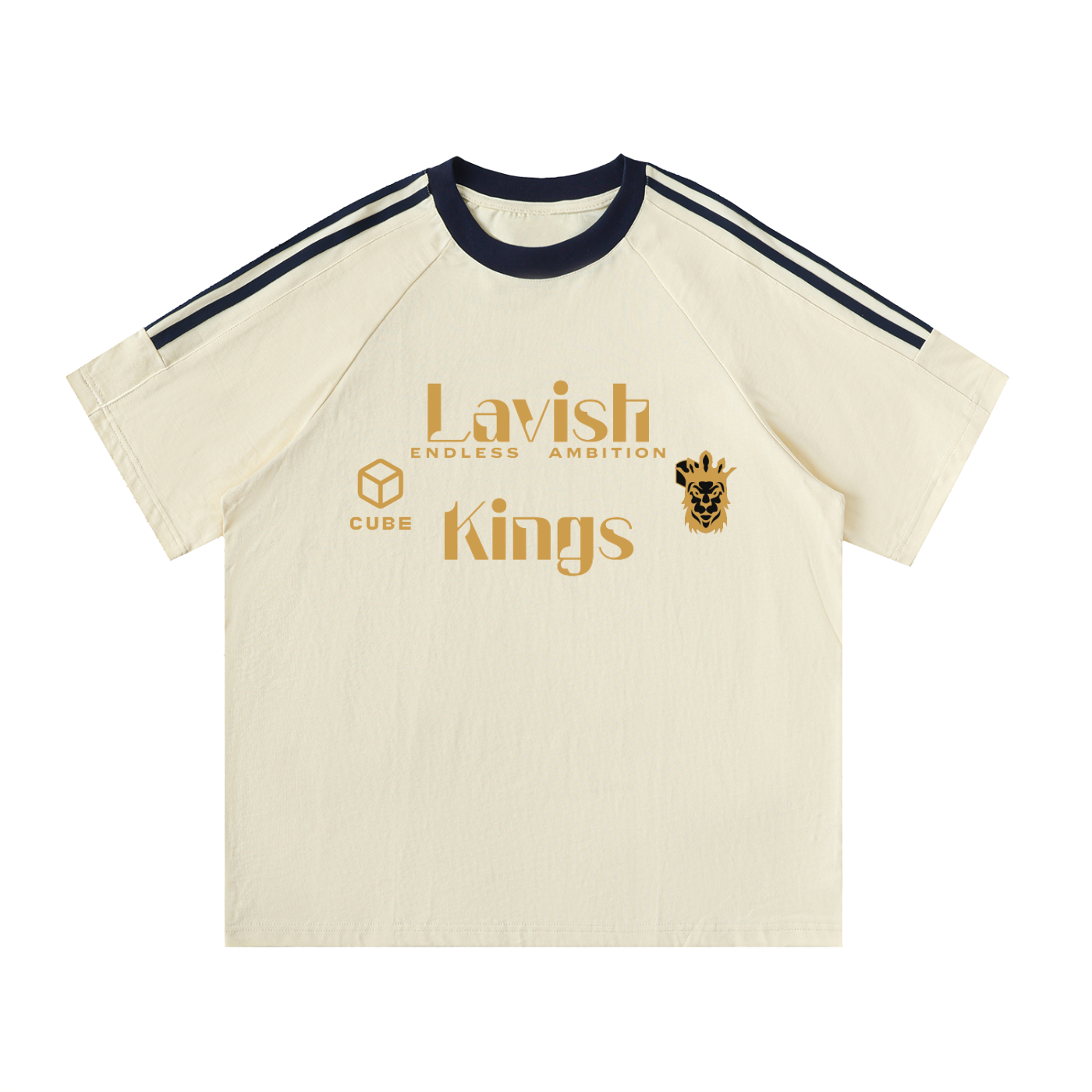 Contrast Tape Crewneck Cotton T-Shirt