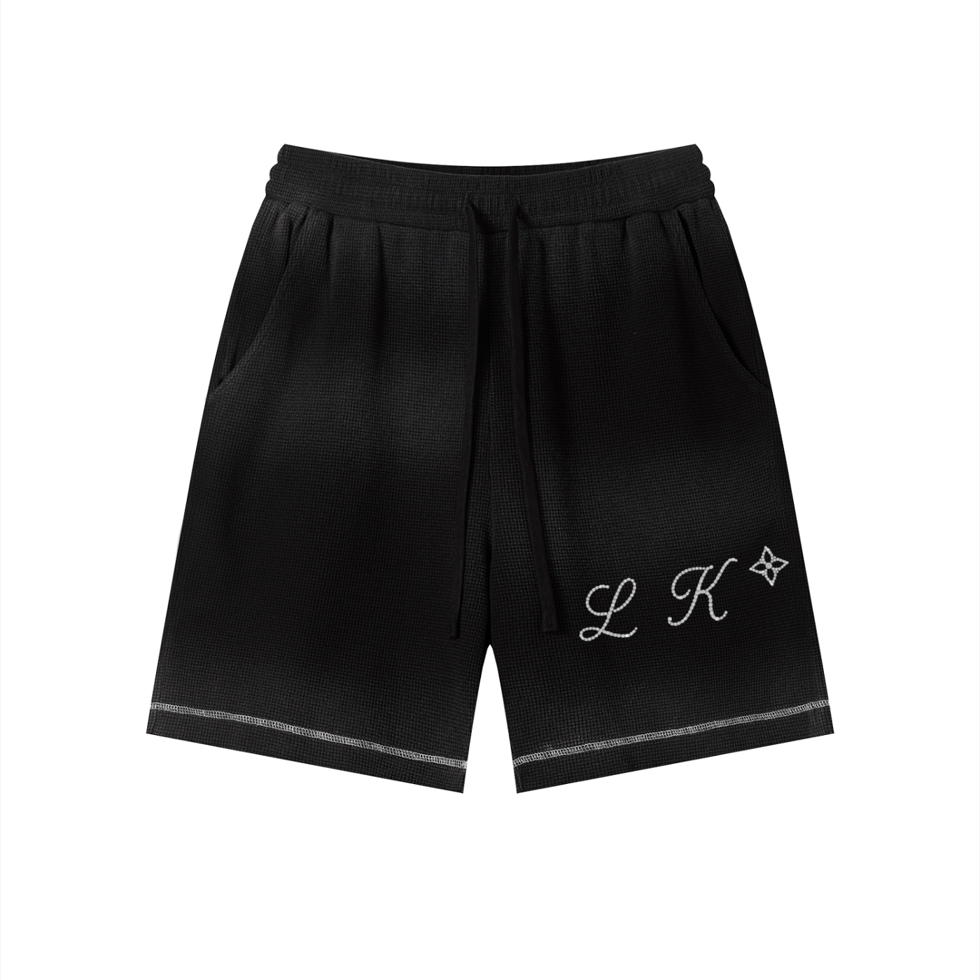 Unisex Sunfade Waffle Raw Hem Shorts