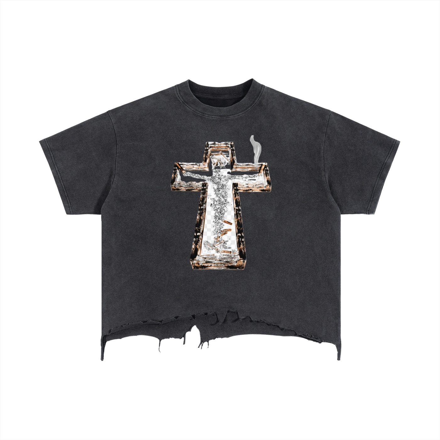 Vintage Wash Boxy Distressed Hem T-Shirt