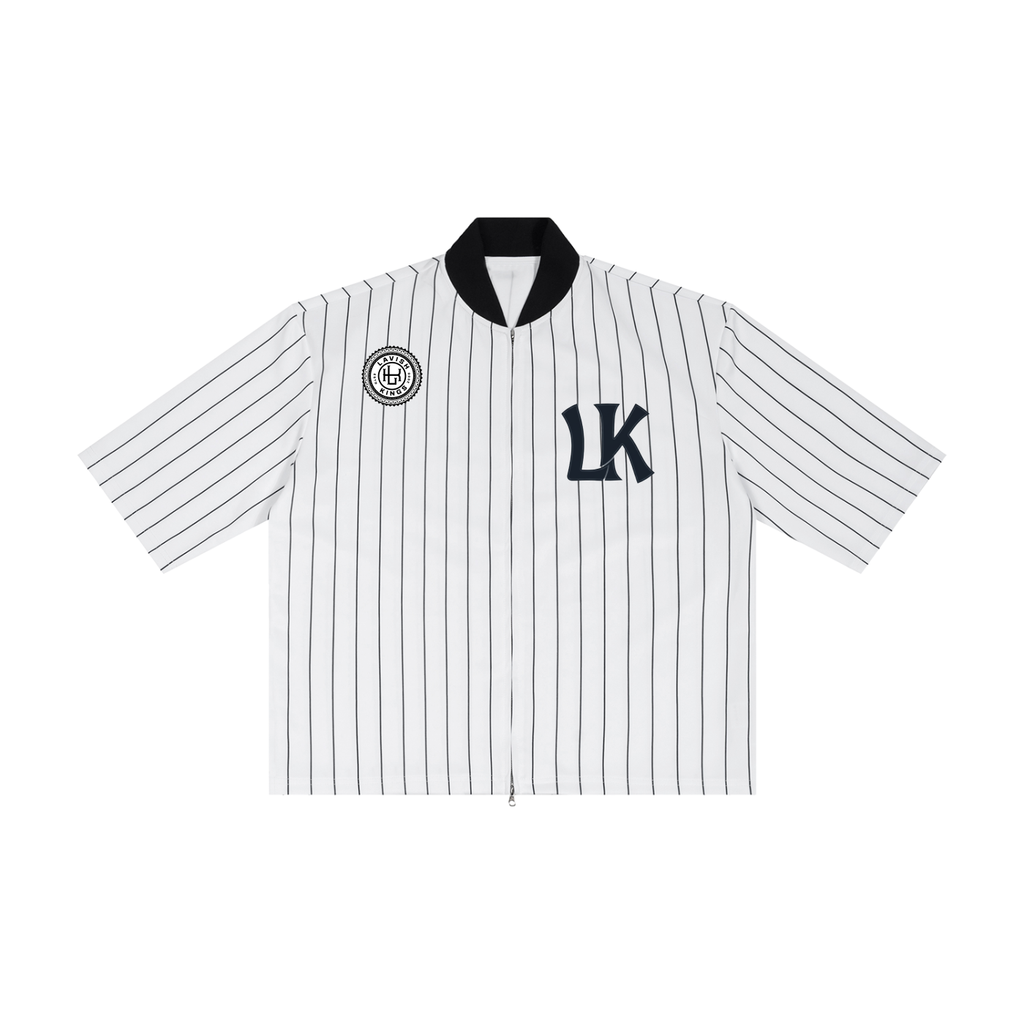 Unisex Striped Full-Zip Baseball Jersey