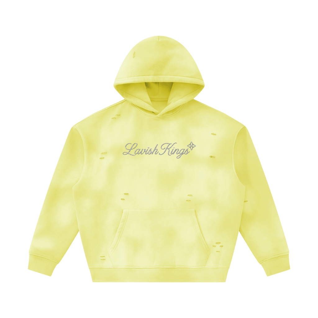 Unisex Sunfade Frayed Fleece Hoodie