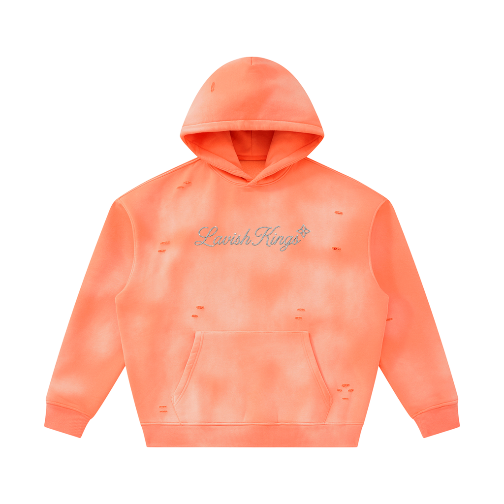 Unisex Sunfade Frayed Fleece Hoodie