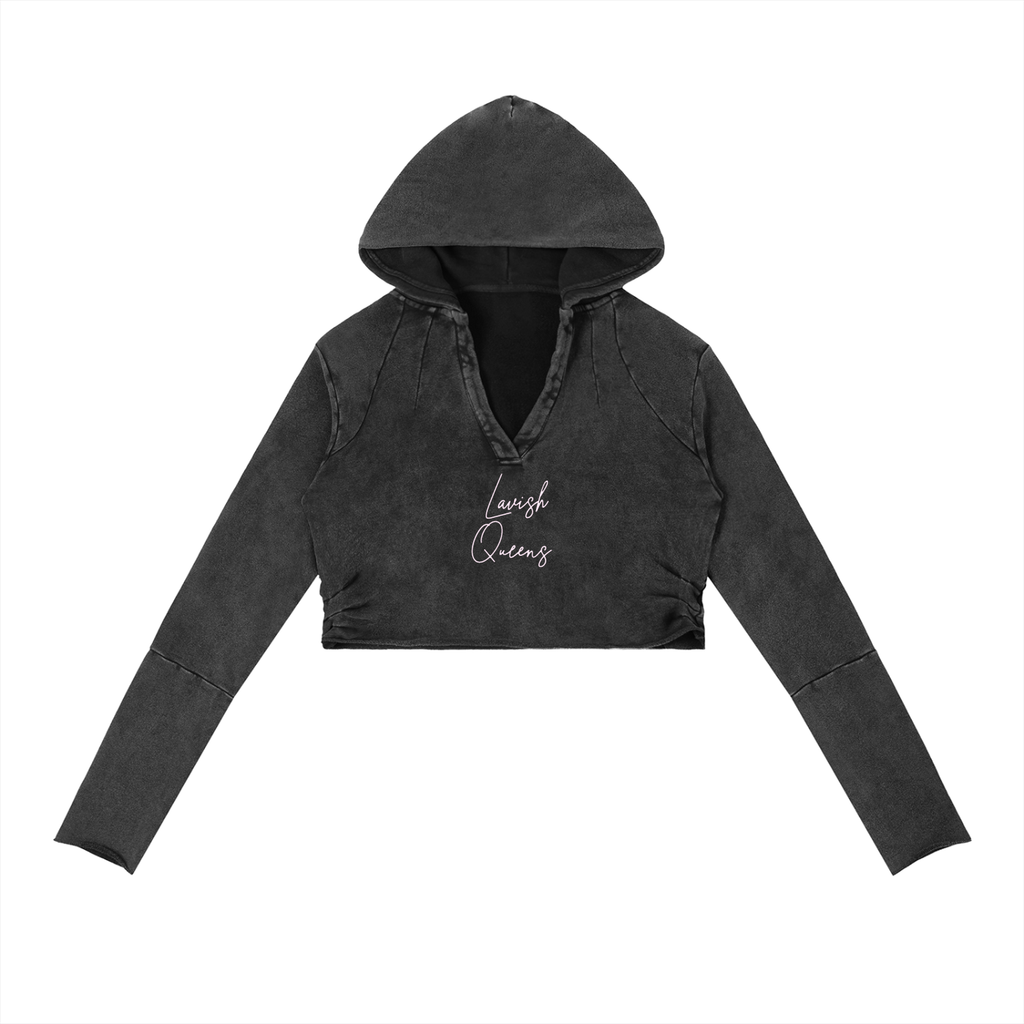 Vintage Washed Raw Edge Hoodie - LavishKings