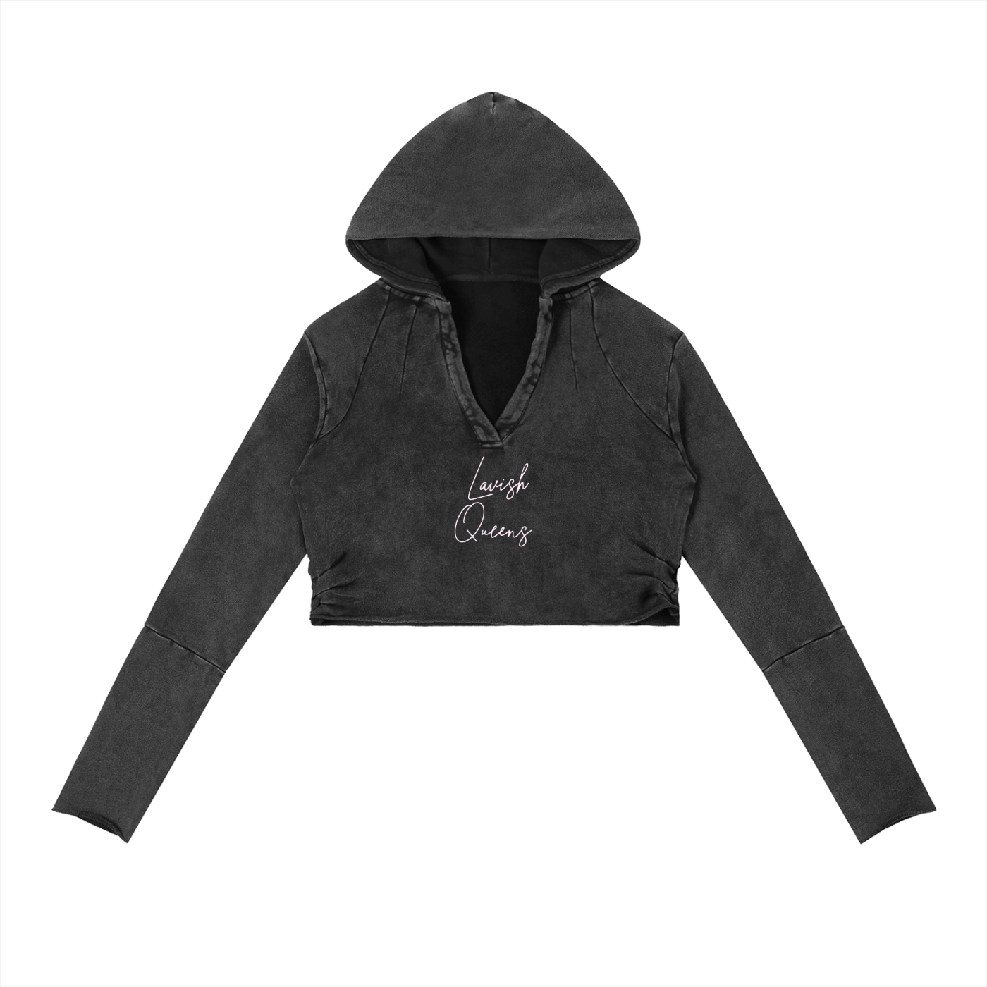 Vintage Washed Raw Edge Hoodie - LavishKings