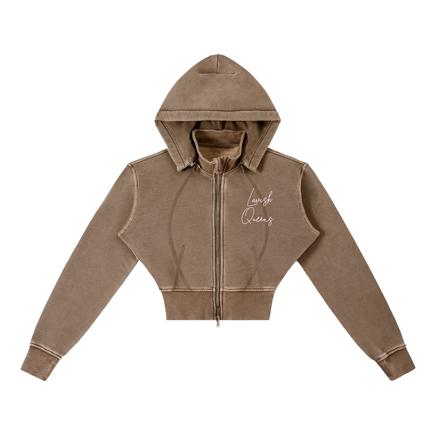 Vintage Washed Cropped Fleece Hoodie - LavishKings