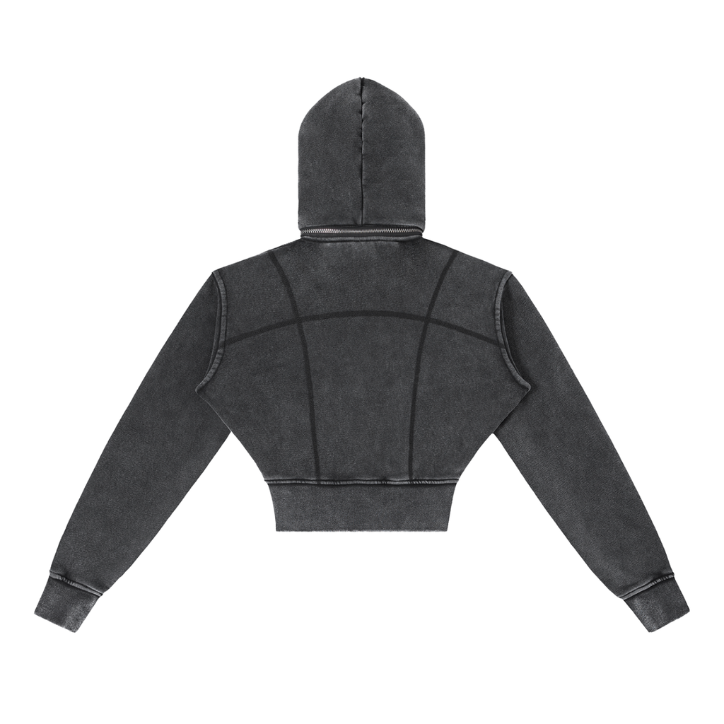 Vintage Washed Cropped Fleece Hoodie - LavishKings