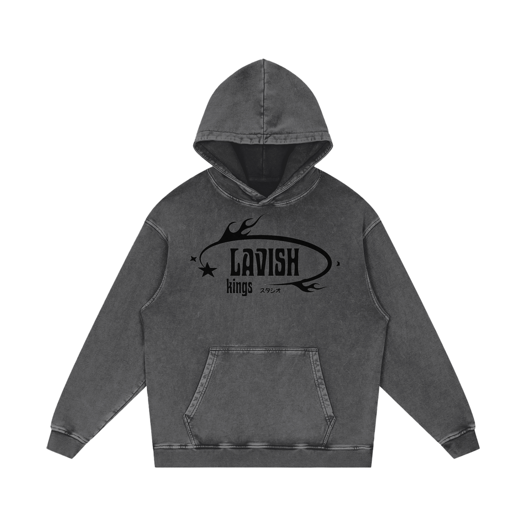 Snow Washed Loose Cotton Hoodie - LavishKings
