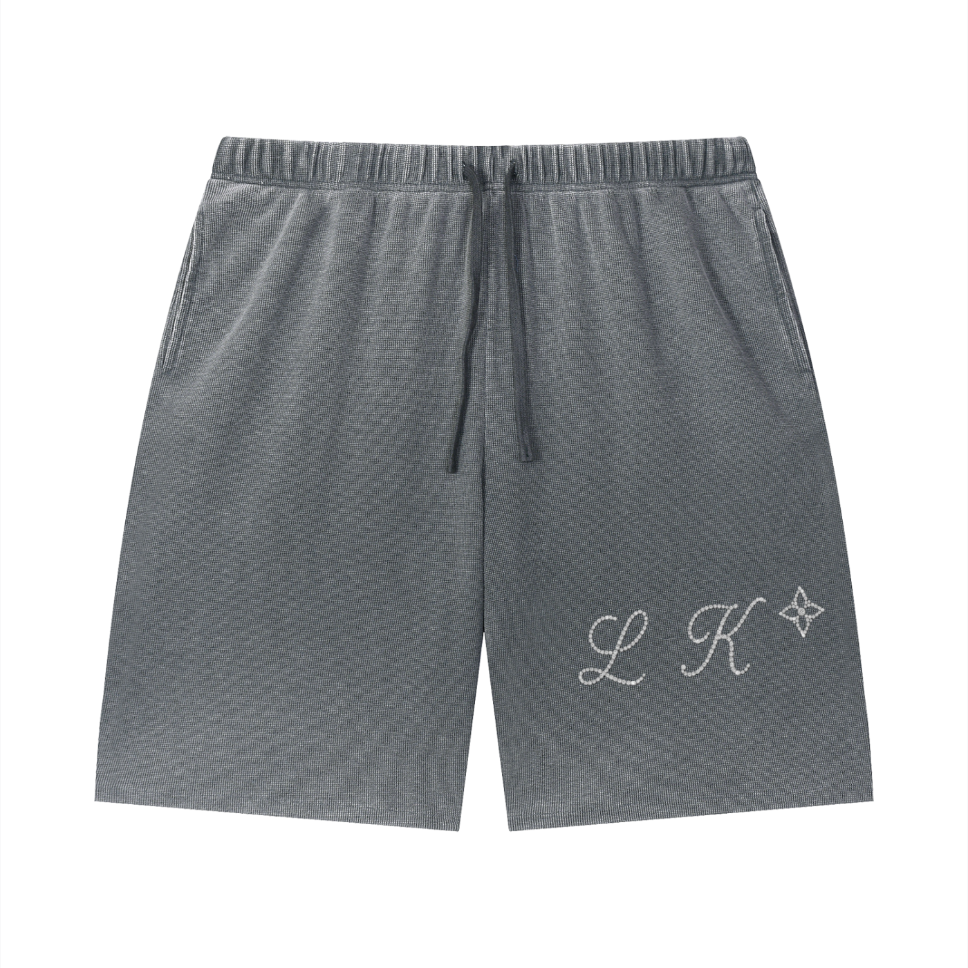 Unisex Vintage Wash Sunfade Waffle Raw Hem Shorts