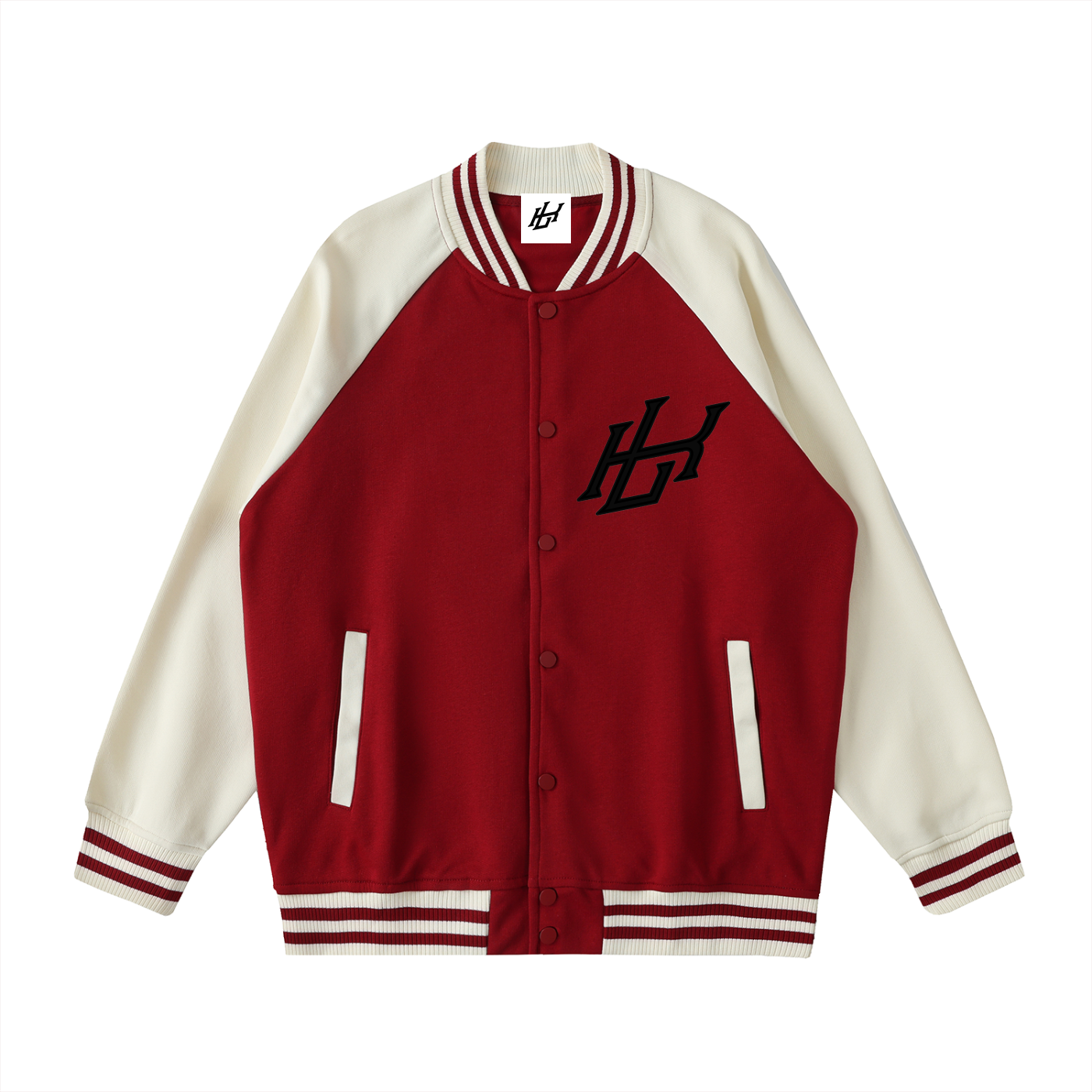 Two Tone Raglan Sleeve Varsity Jacket