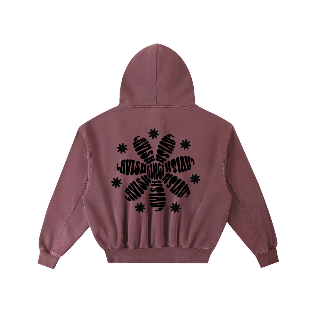 Frayed Enzyme Washed Fleece Hoodie