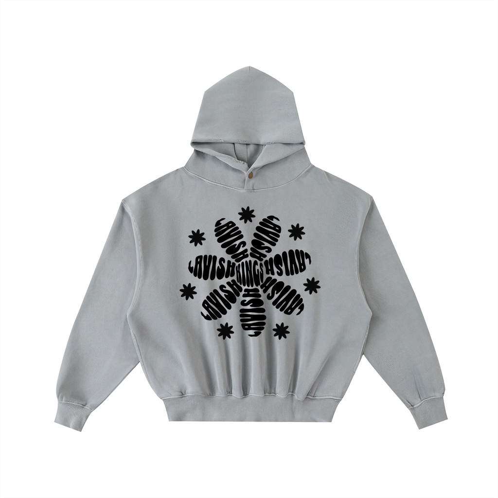Frayed Enzyme Washed Fleece Hoodie - LavishKings