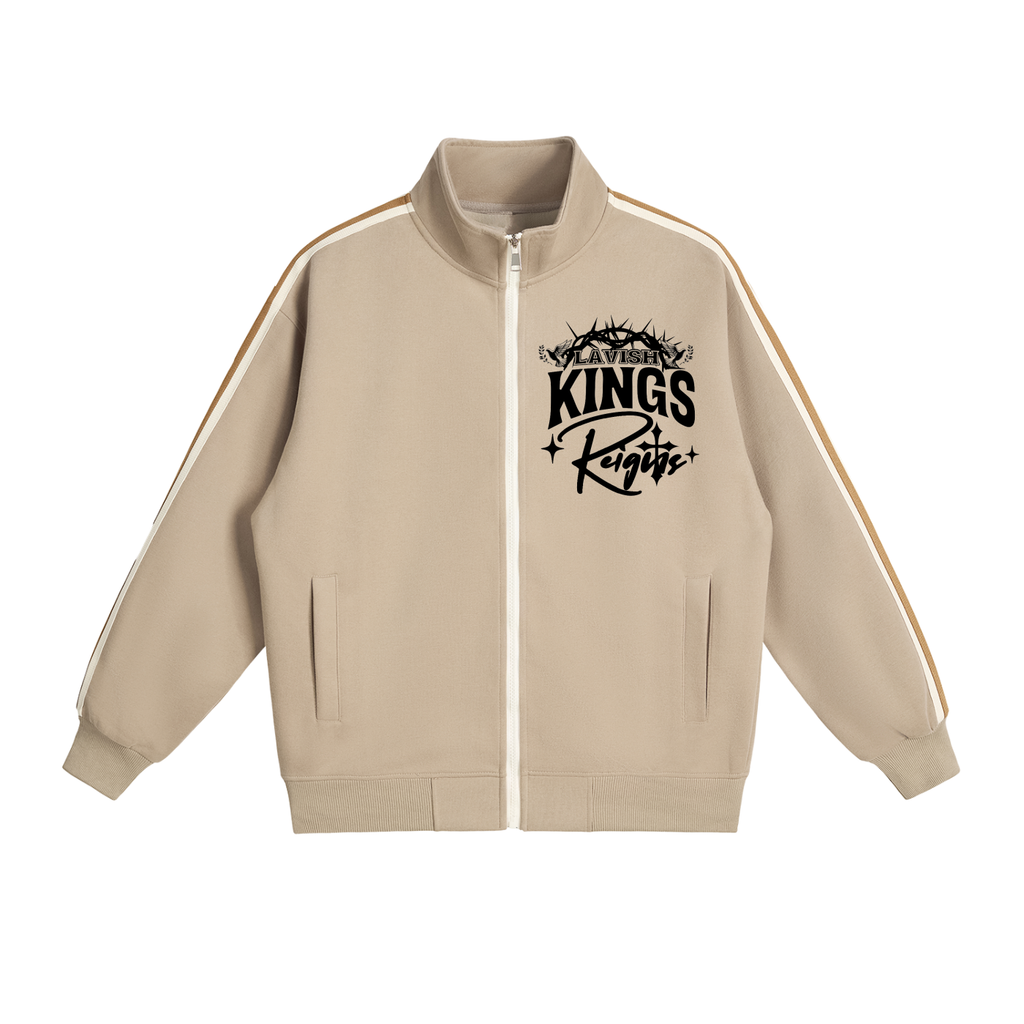 Contrast Side-Stripe Stand Collar  Jacket - LavishKings