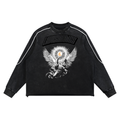 Mineral Wash Piping Raw Hem Sweatshirt - LavishKings