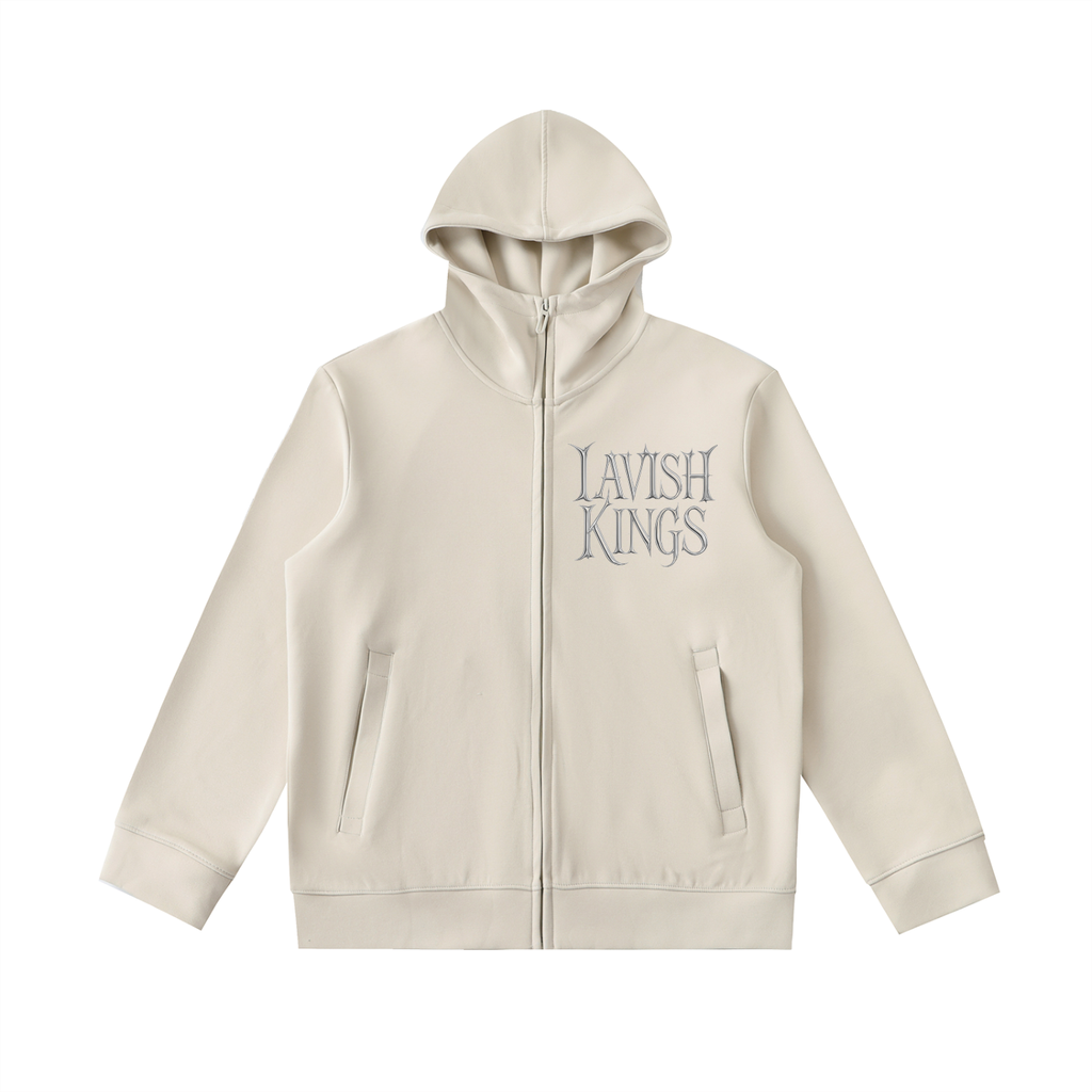Essential Heavyweight High Neck  Zip-Up Hoodie - LavishKings