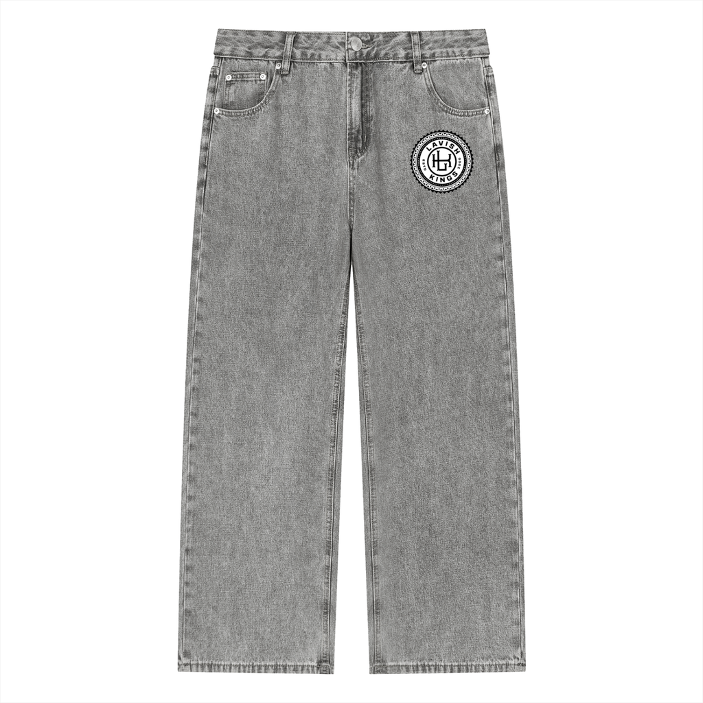 Unisex Vintage Wash Straight Leg Jeans