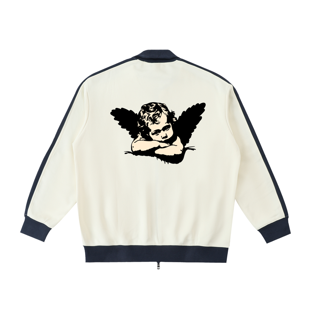 Contrast Trim Stand Collar Jacket