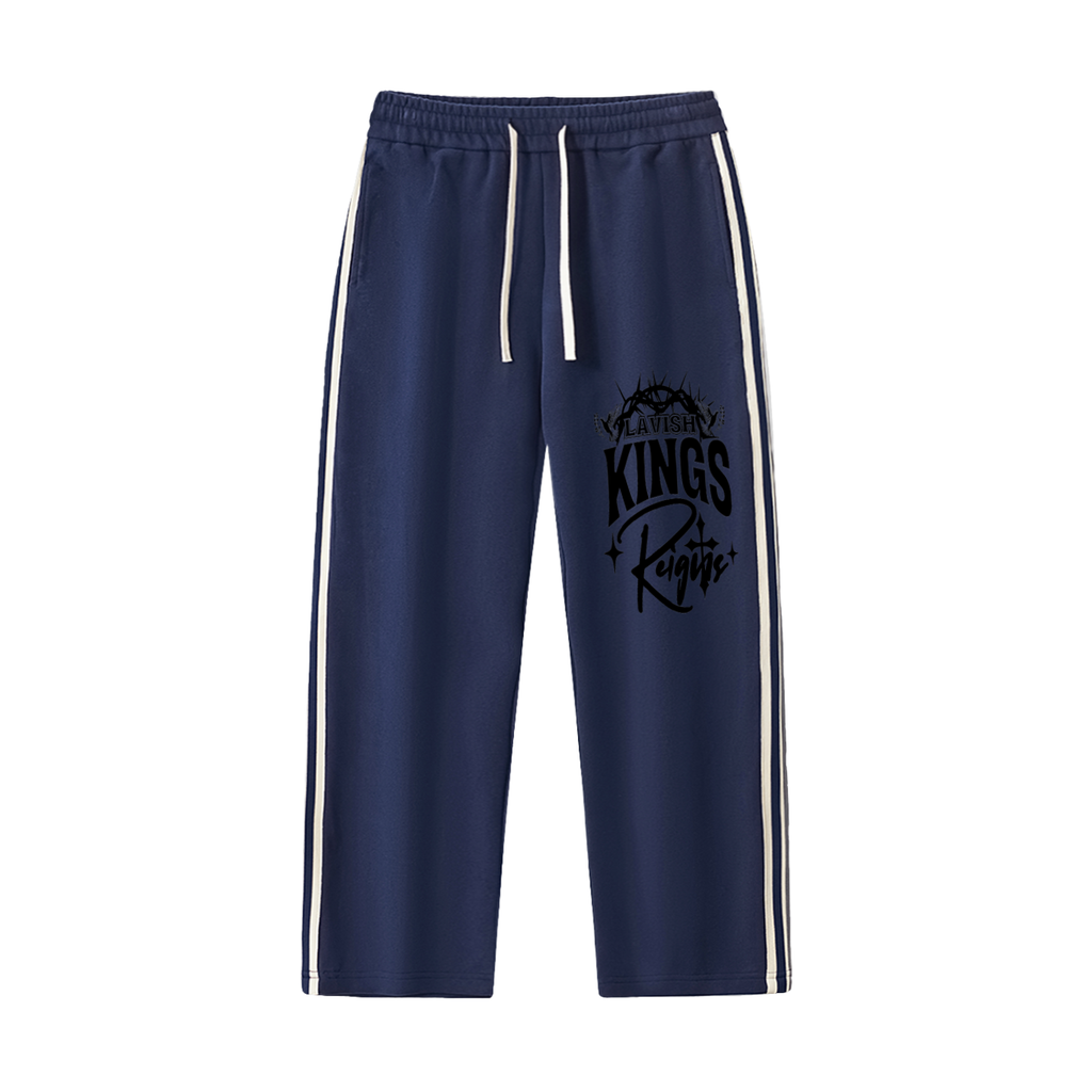Contrast Side-Stripe Straight-Leg  Pants - LavishKings