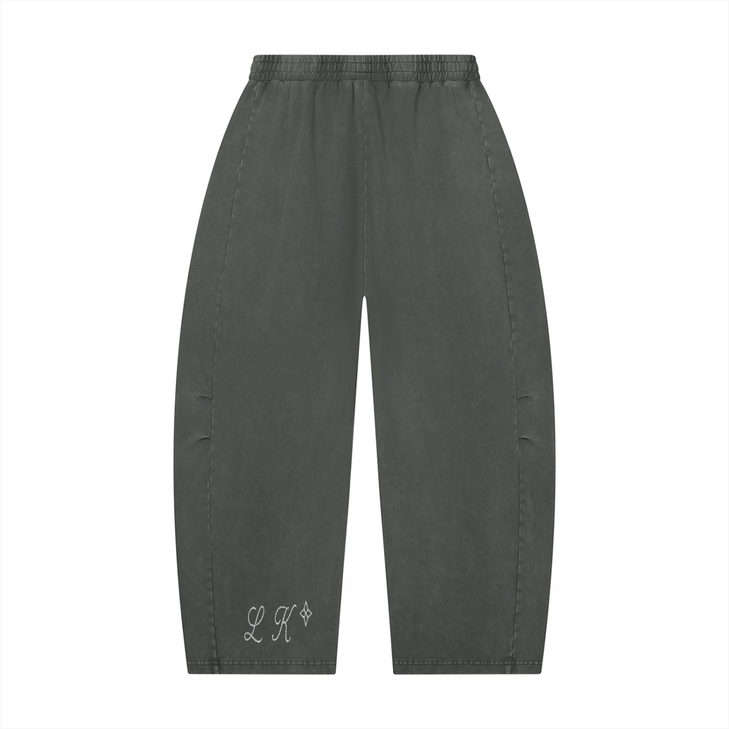 Unisex Mineral Wash Barrel Leg Pants