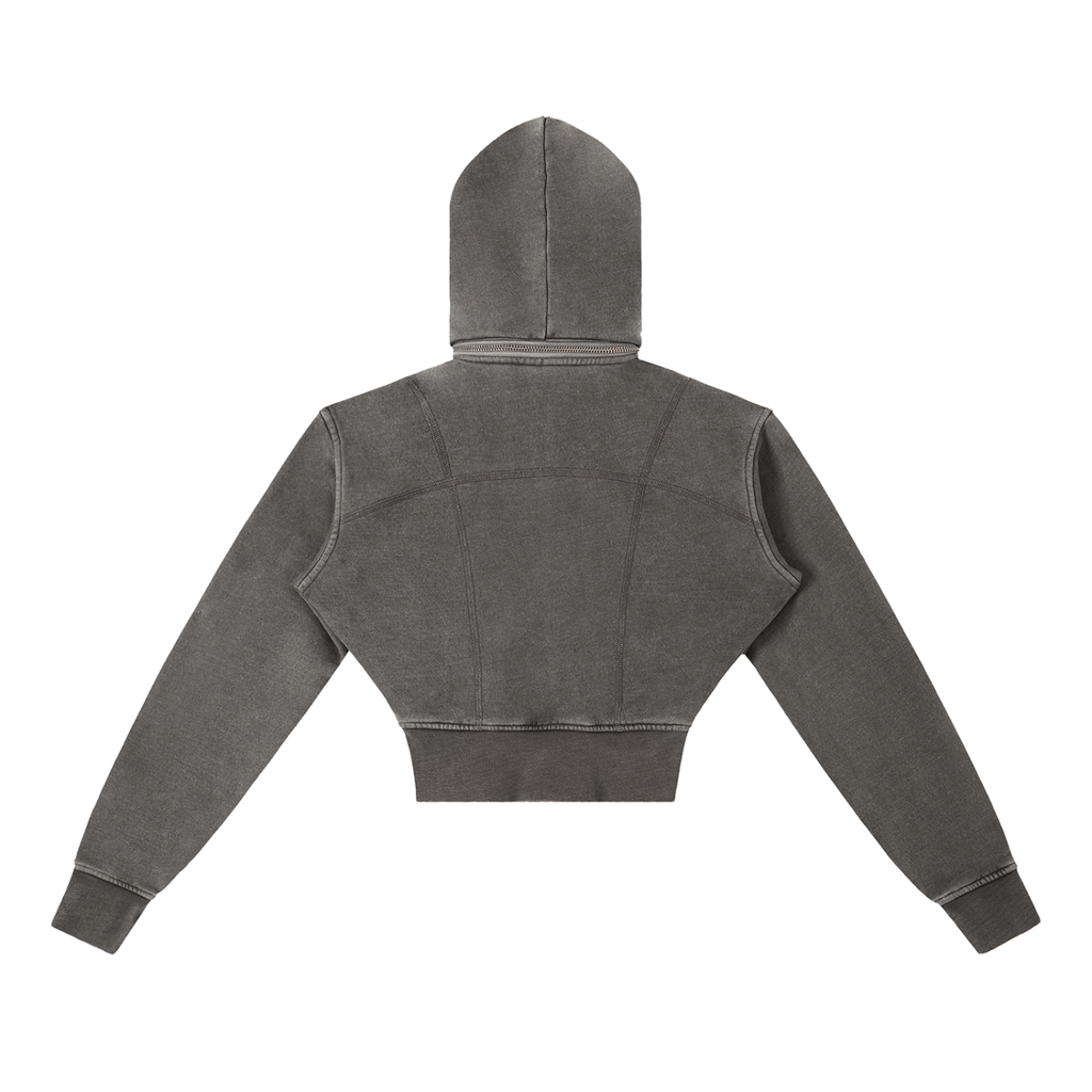 Vintage Washed Cropped Fleece Hoodie - LavishKings