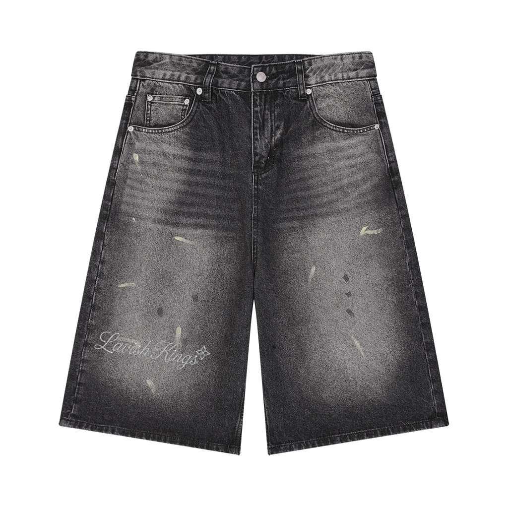 Men’s Vintage Wash Wide Leg Denim Shorts