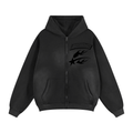 Sunfade Two-way Zipper Boxy Fleece Hoodie - LavishKings