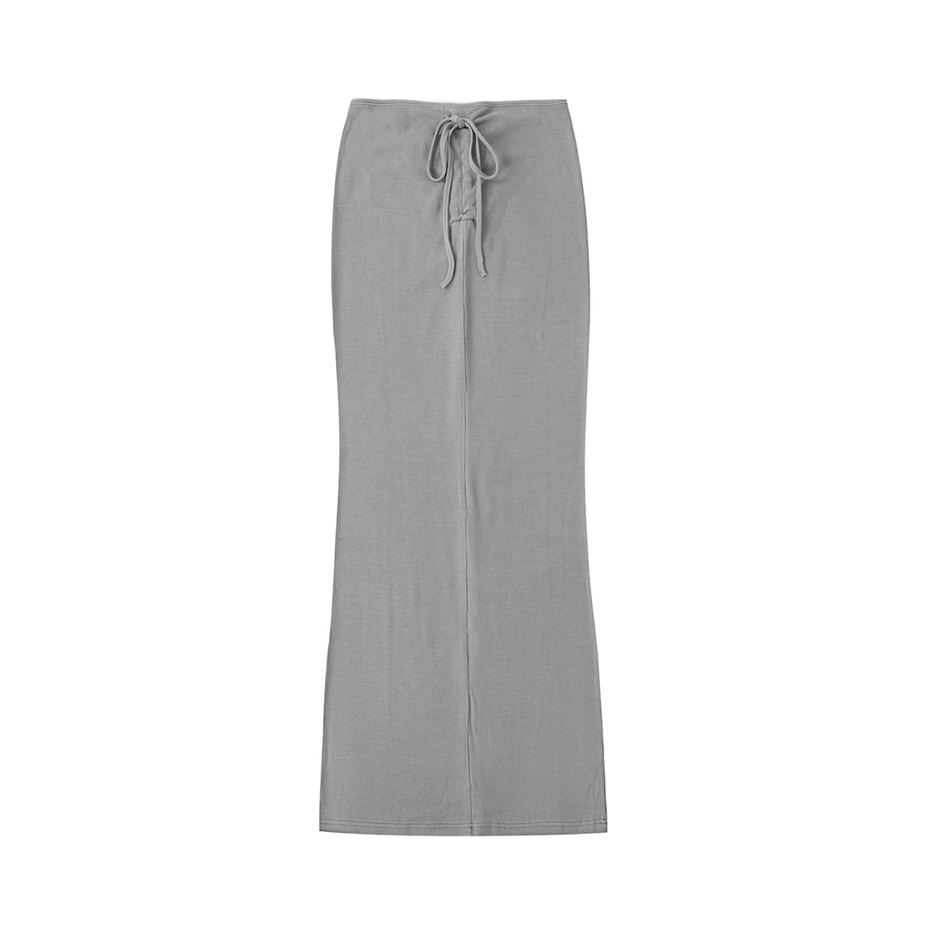 Dyed Washed Drawstring Maxi Skirt - LavishKings