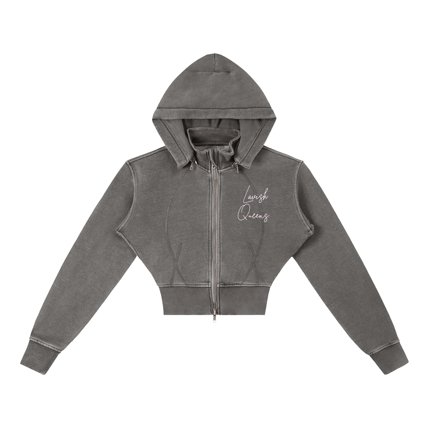 Vintage Washed Cropped Fleece Hoodie - LavishKings