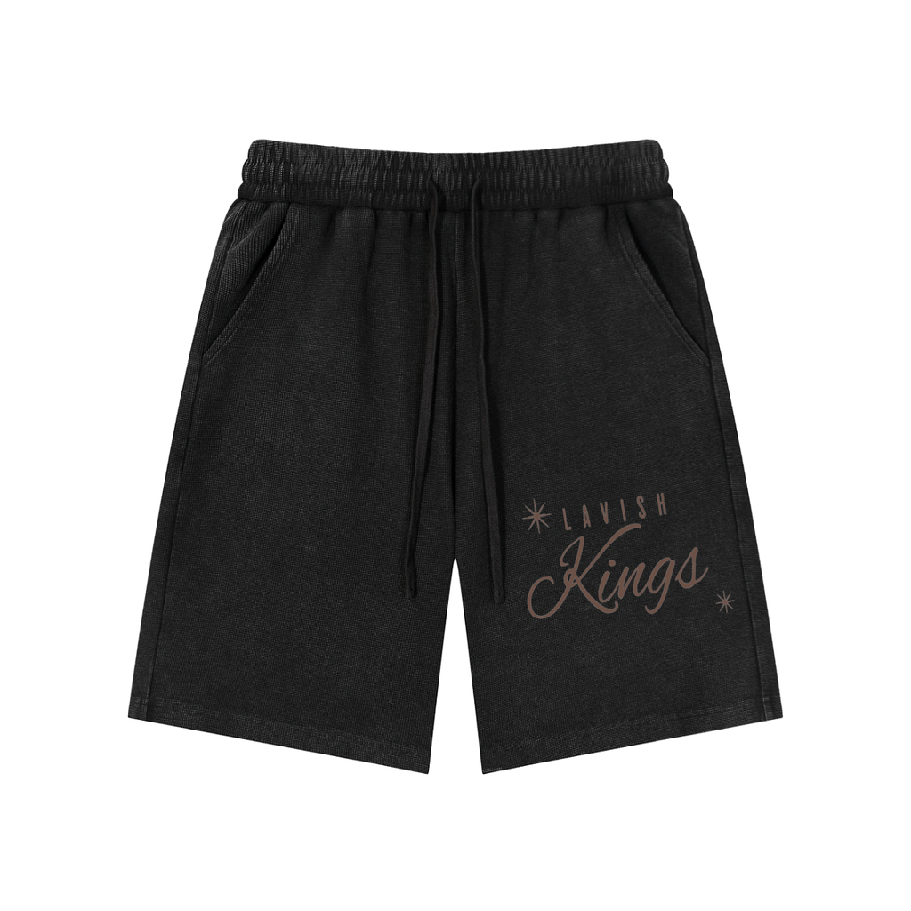 Mineral Wash Waffle Knit Shorts - LavishKings