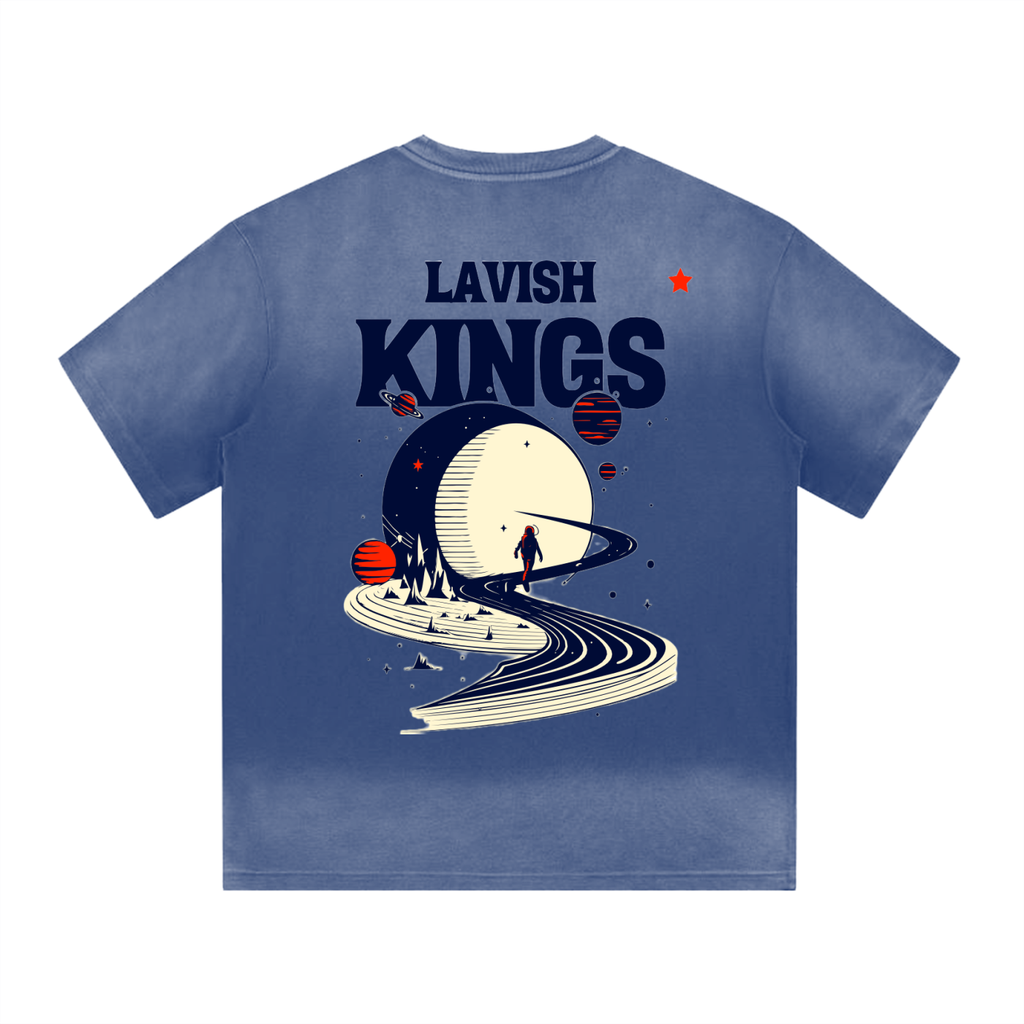 “I” Shape Gradient Washed T-Shirt - LavishKings