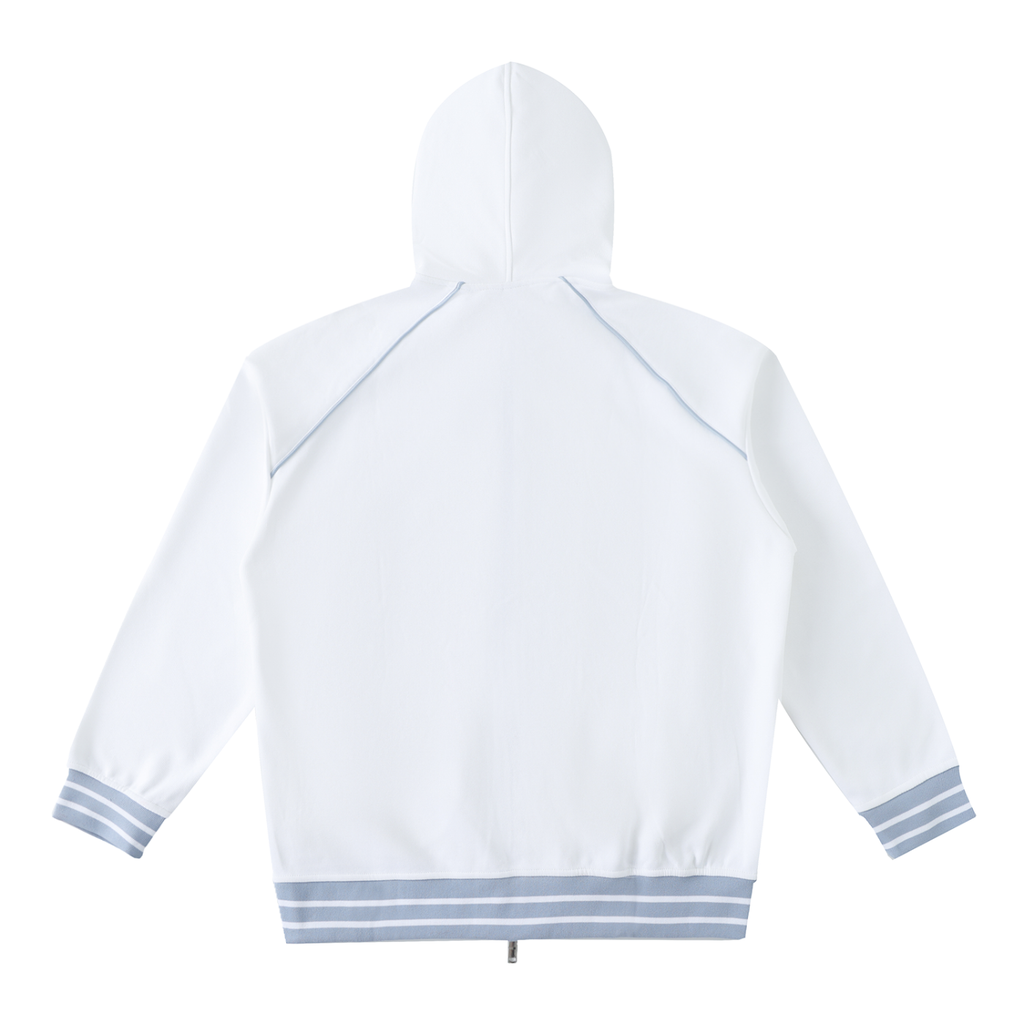 Striped Trim Zip-Up Hoodie
