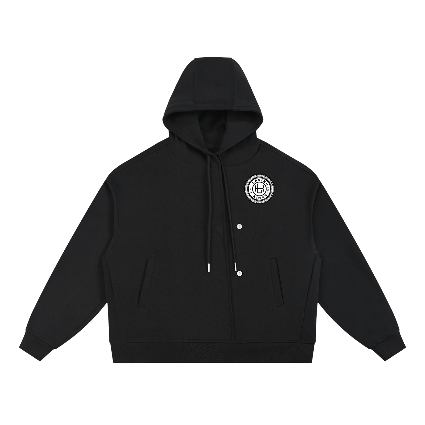 Boxy Button Placket Hoodie