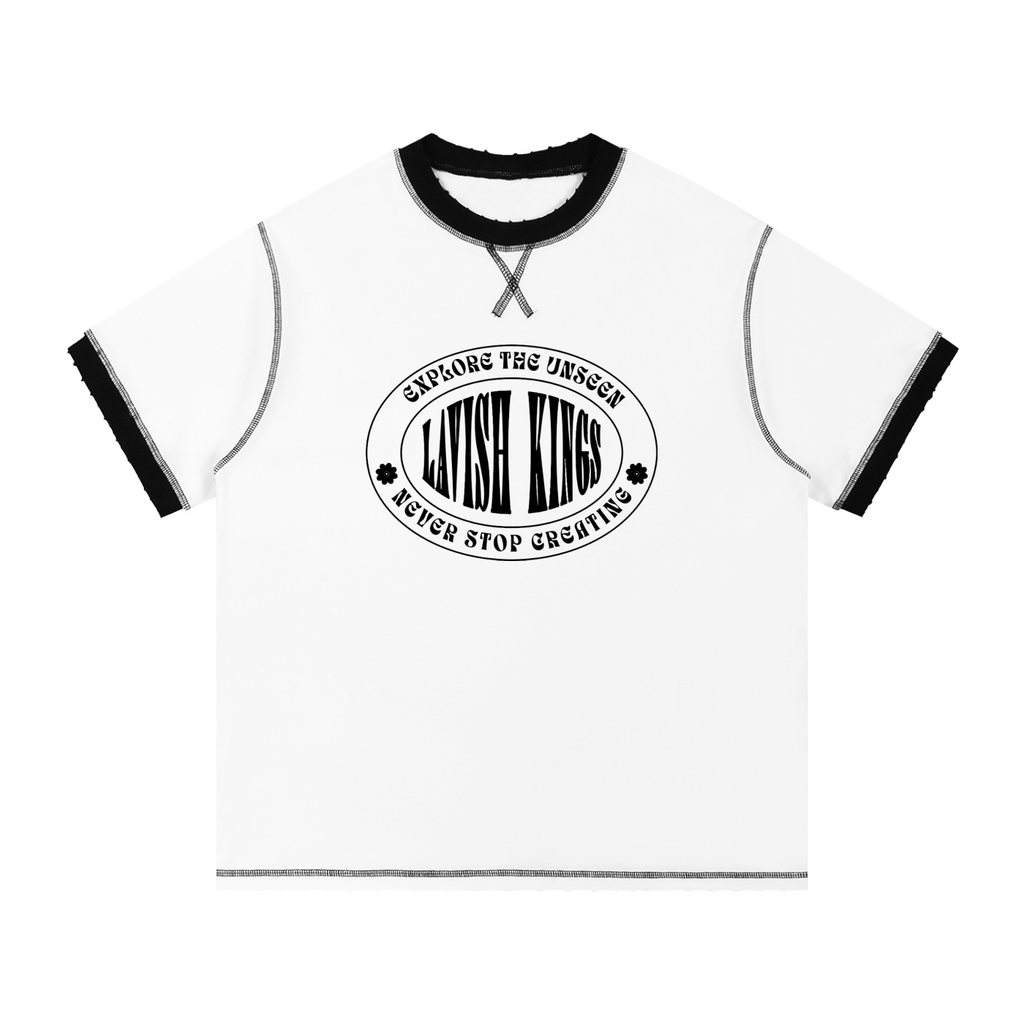 Contrast-Stitched Cotton T-Shirt - LavishKings