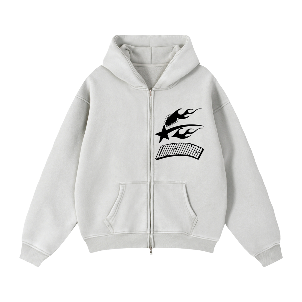 Zip-Through Boxy Fleece Hoodie - LavishKings
