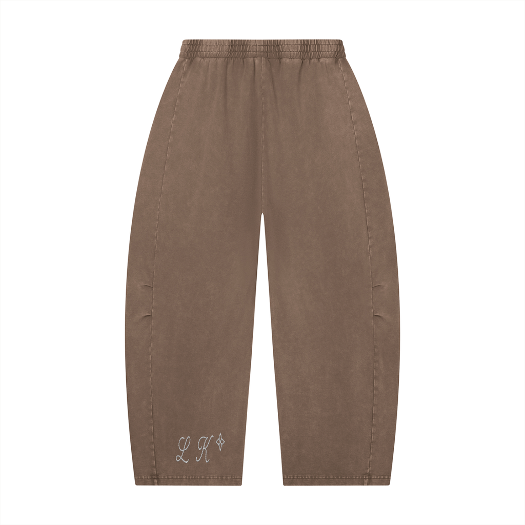 Unisex Mineral Wash Barrel Leg Pants