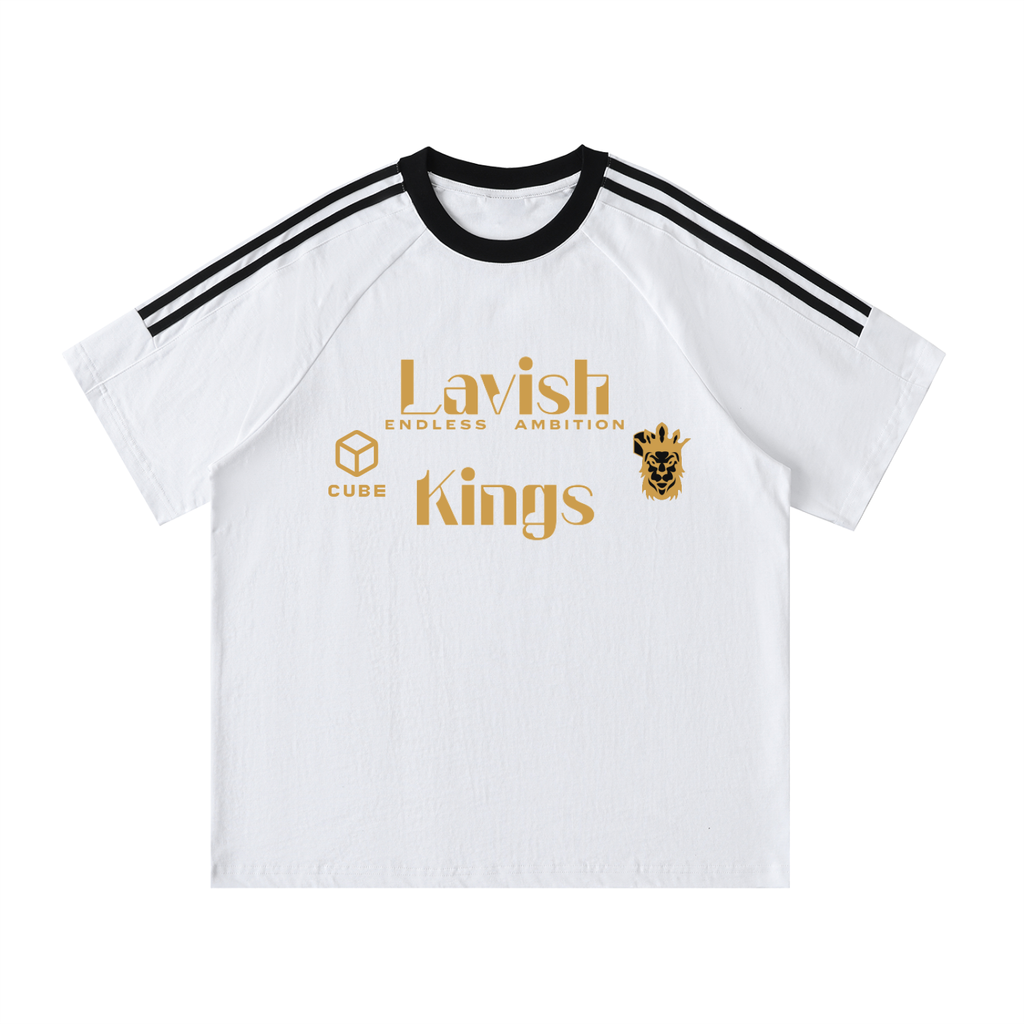 Contrast Tape Crewneck Cotton T-Shirt - LavishKings