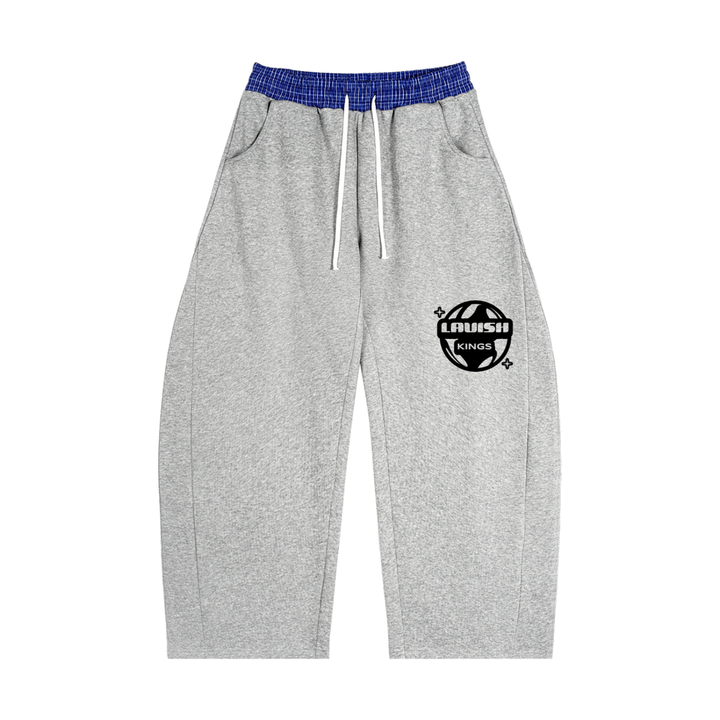 Plaid Waistband Barrel Sweatpants - LavishKings